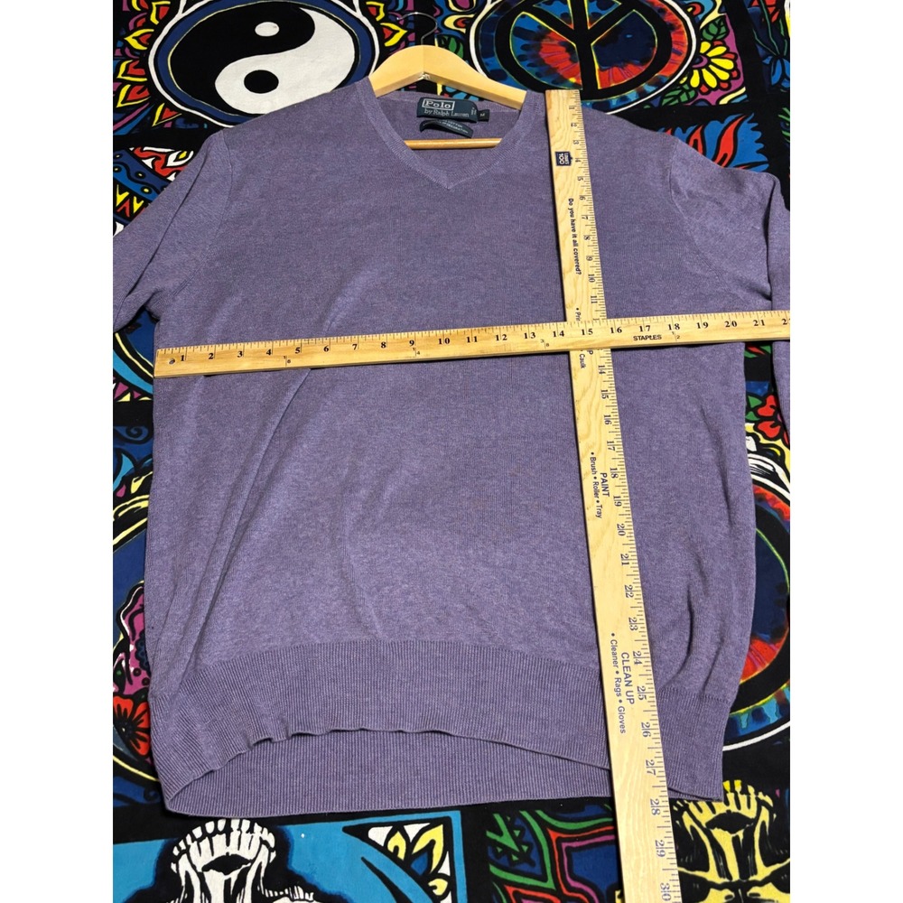 Polo Ralph Lauren Pima Cotton V-Neck Sweater Classic Fit Purple M - Picture 5 of 5